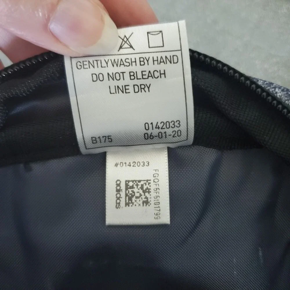 Adidas Fanny Pack Bag Gray Logo Adjustable Strap & Washed Denim Baseball Cap Set